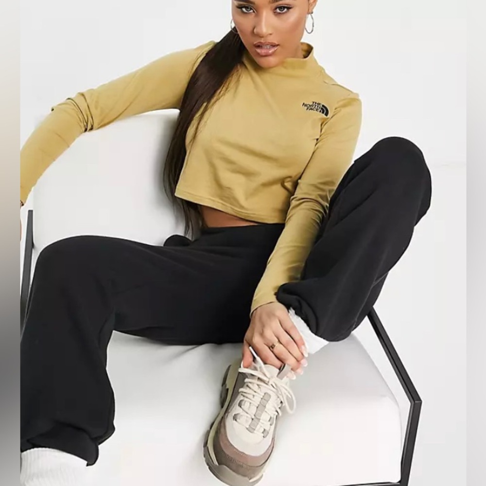 North face mock neck long sleeve crop top.